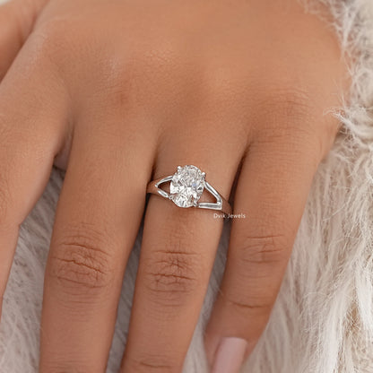Split Shank Oval Diamond Solitaire Ring