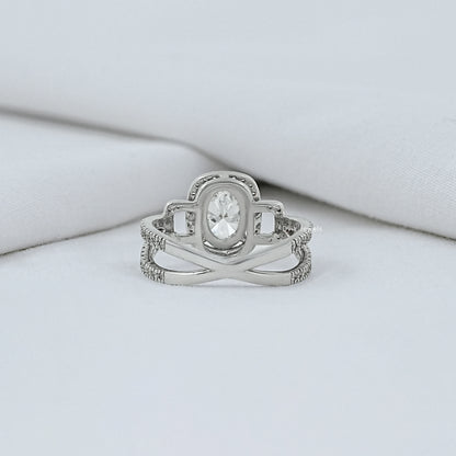 Split Shank Oval Cut Halo Engagement Ring