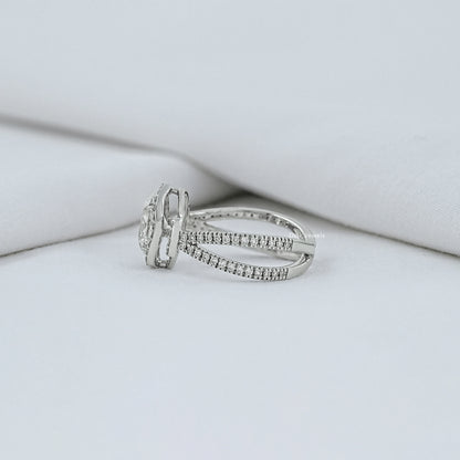 Split Shank Oval Cut Halo Engagement Ring