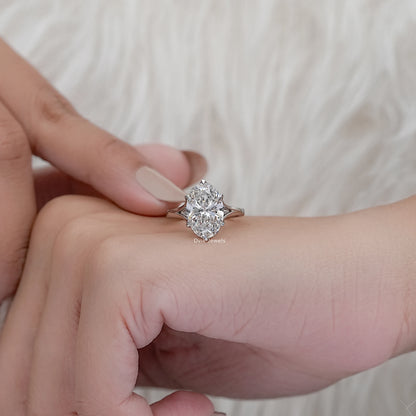Split Shank Oval Diamond Solitaire Ring