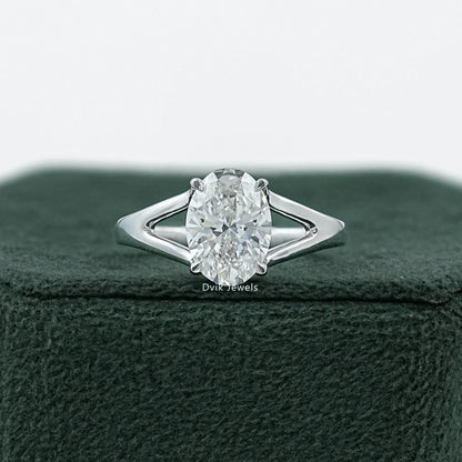 Split Shank Oval Diamond Solitaire Ring