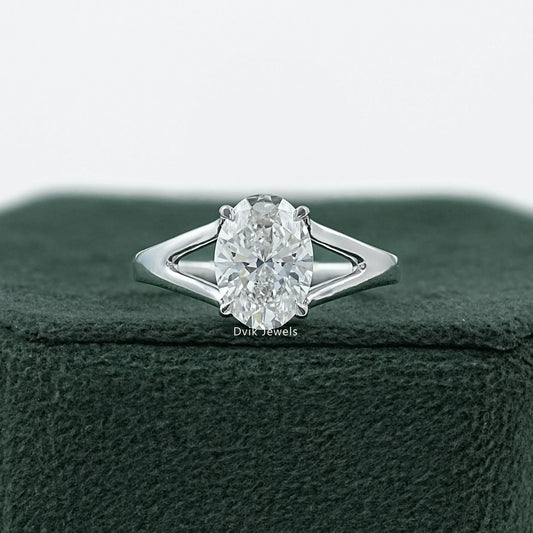 Split Shank Oval Diamond Solitaire Ring Ring