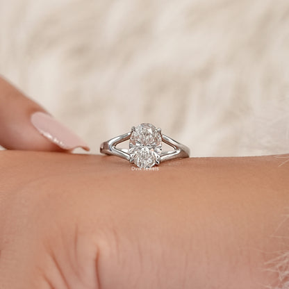 Split Shank Oval Diamond Solitaire Ring