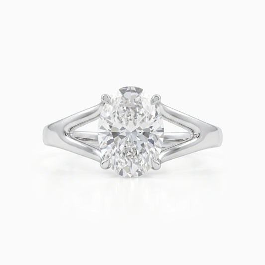 Split Shank Oval Diamond Solitaire Ring