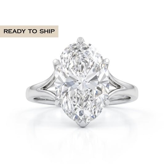 Split Shank Oval Diamond Solitaire Ring