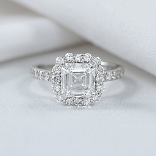 Square Emerald Cut Lab Diamond Engagement Ring