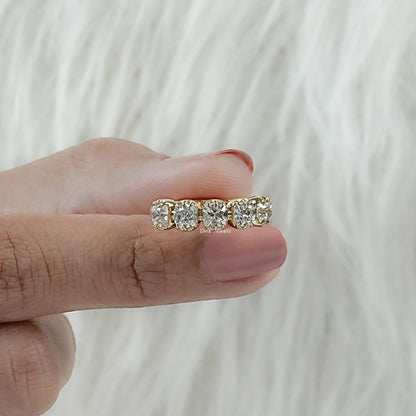 Square Old Mine Cushion Diamond Five Stone Band