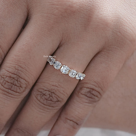 Square Old Mine Cushion Diamond Wedding Band