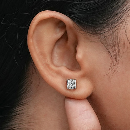 Square Old Mine Cushion Lab Diamond Stud Earring