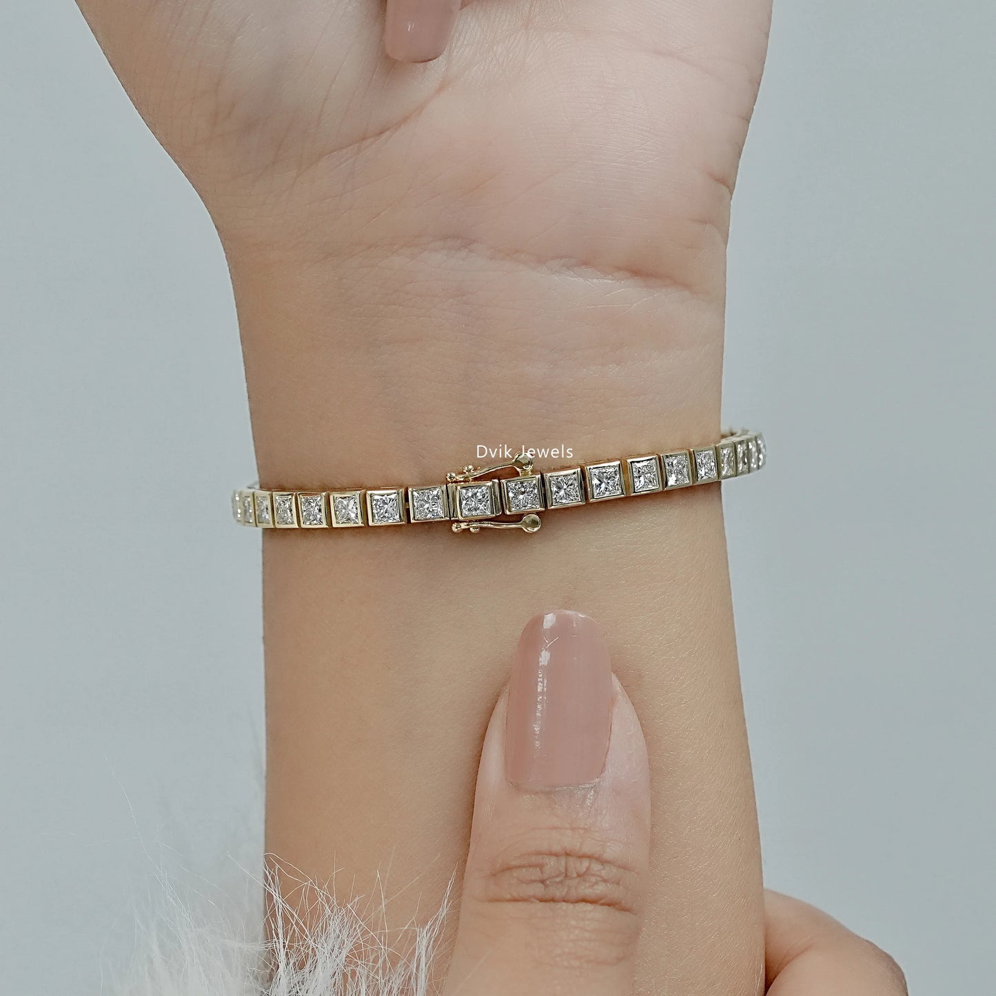 Bezel Set Princess Cut Diamond Tennis Bracelet Bracelet