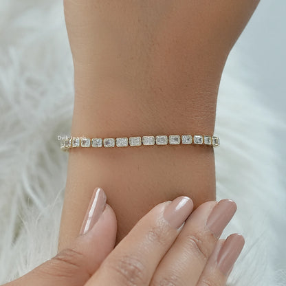 Bezel Set Radiant Cut Lab Diamond Tennis Bracelet Bracelet