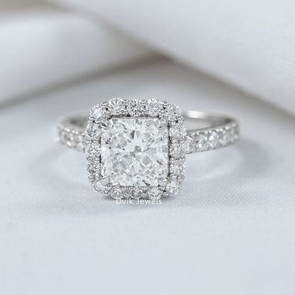 Square Radiant Cut Diamond Halo With Accent Ring
