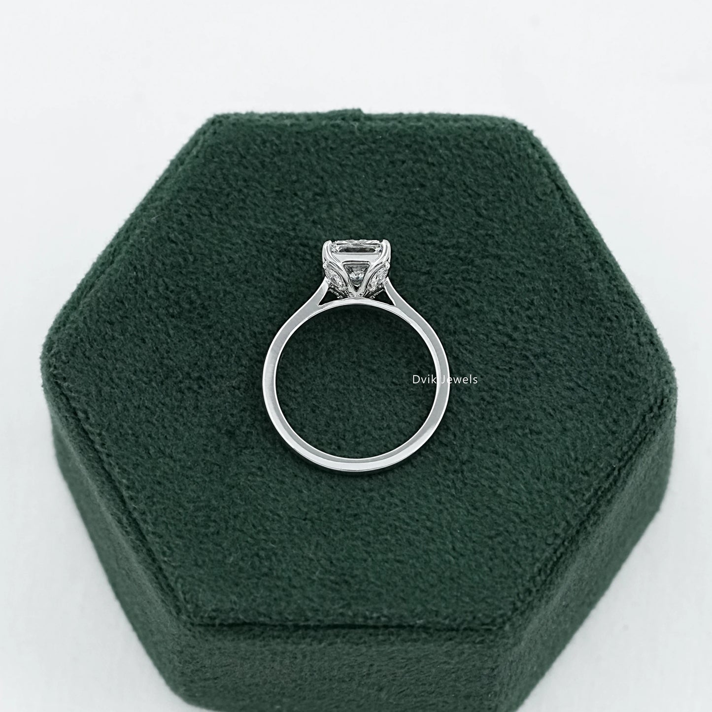 Tulip Set Hidden Halo Square Radiant Cut Ring