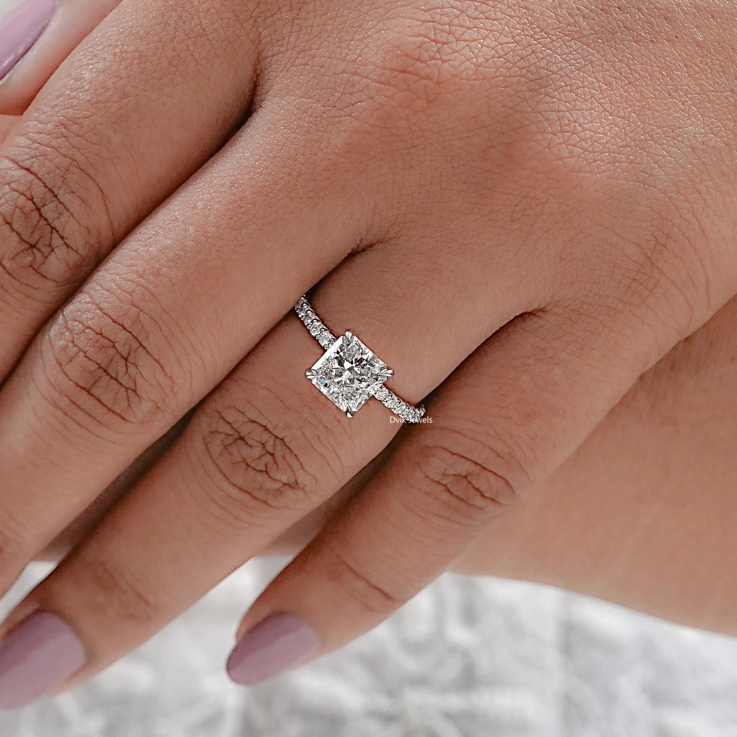 Square Radiant Lab Diamond Accent Ring