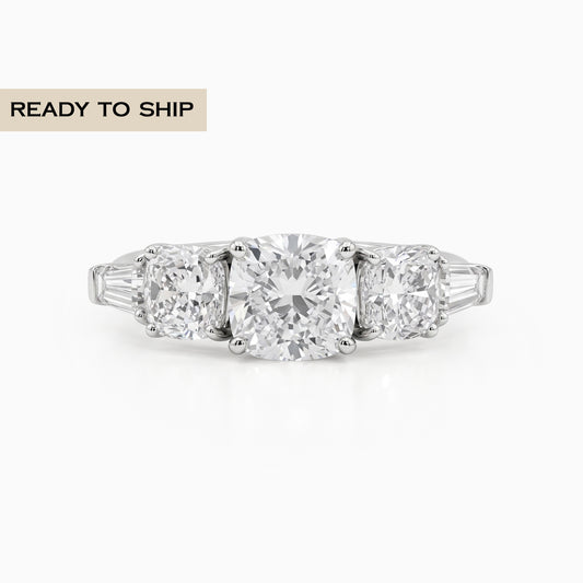 Square Cushion Baguette Accent Five Stone Ring