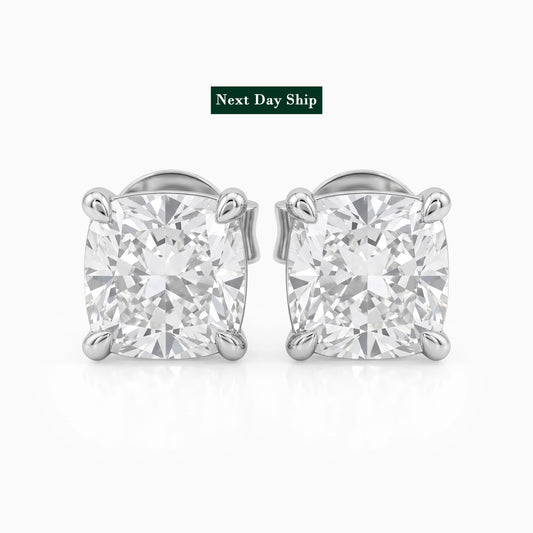 Square Cushion Diamond Stud Earrings