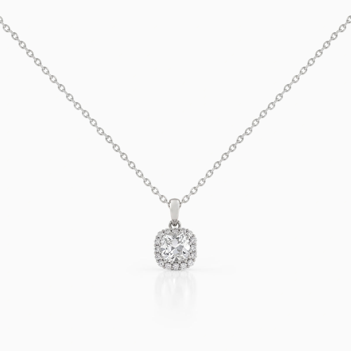 Square Old Mine Cushion Cut Halo Pendant Pendant