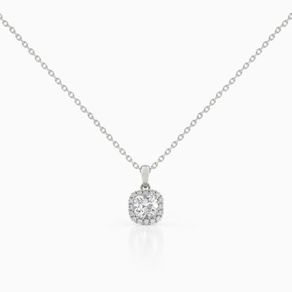 Square Old Mine Cushion Cut Halo Pendant Pendant