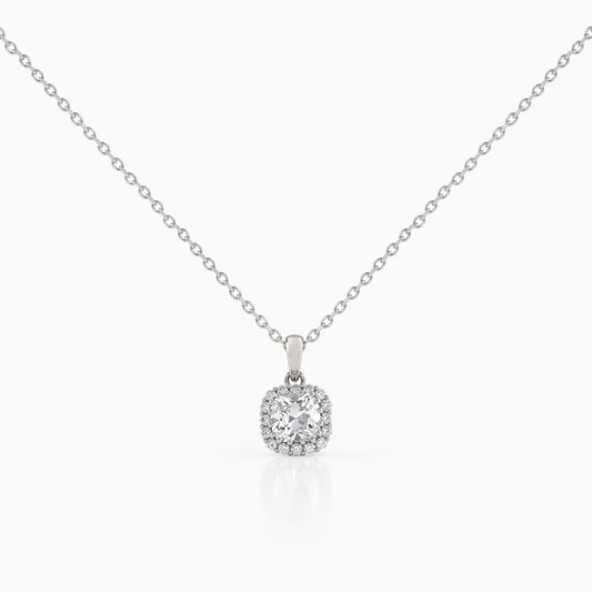 Square Old Mine Cushion Cut Halo Pendant Pendant