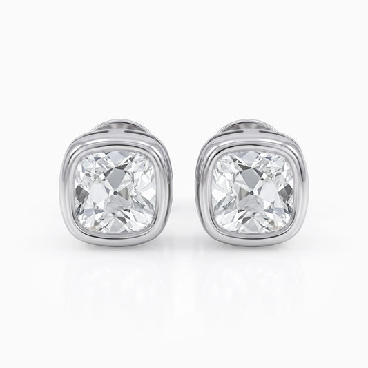 Square Old Mine Cushion Cut Lab Diamond Earrings