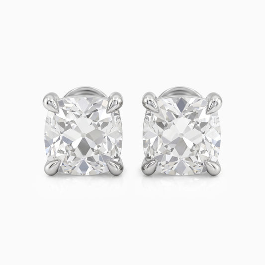 Square Old Mine Cushion Lab Diamond Stud Earrings