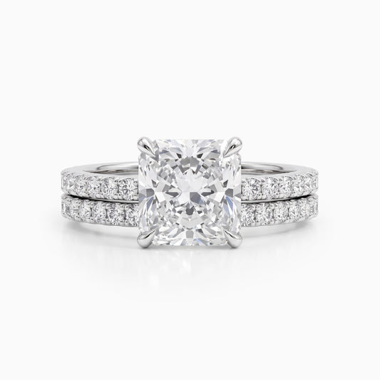 Square Radiant Cut Accent Wedding Ring Set Bridal Ring Set