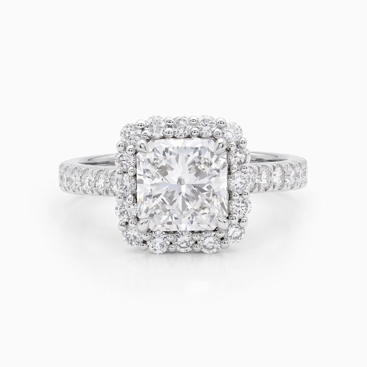 Square Radiant Cut Diamond Halo With Accent Ring