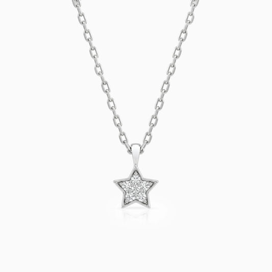 Star Shape Round Lab Diamond Pave Set Pendant Pendant