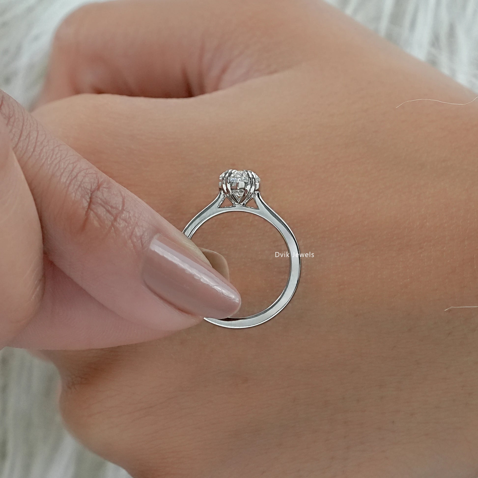 Dutch Marquise Step Cut Lab Diamond Solitaire Engagement Ring Ring