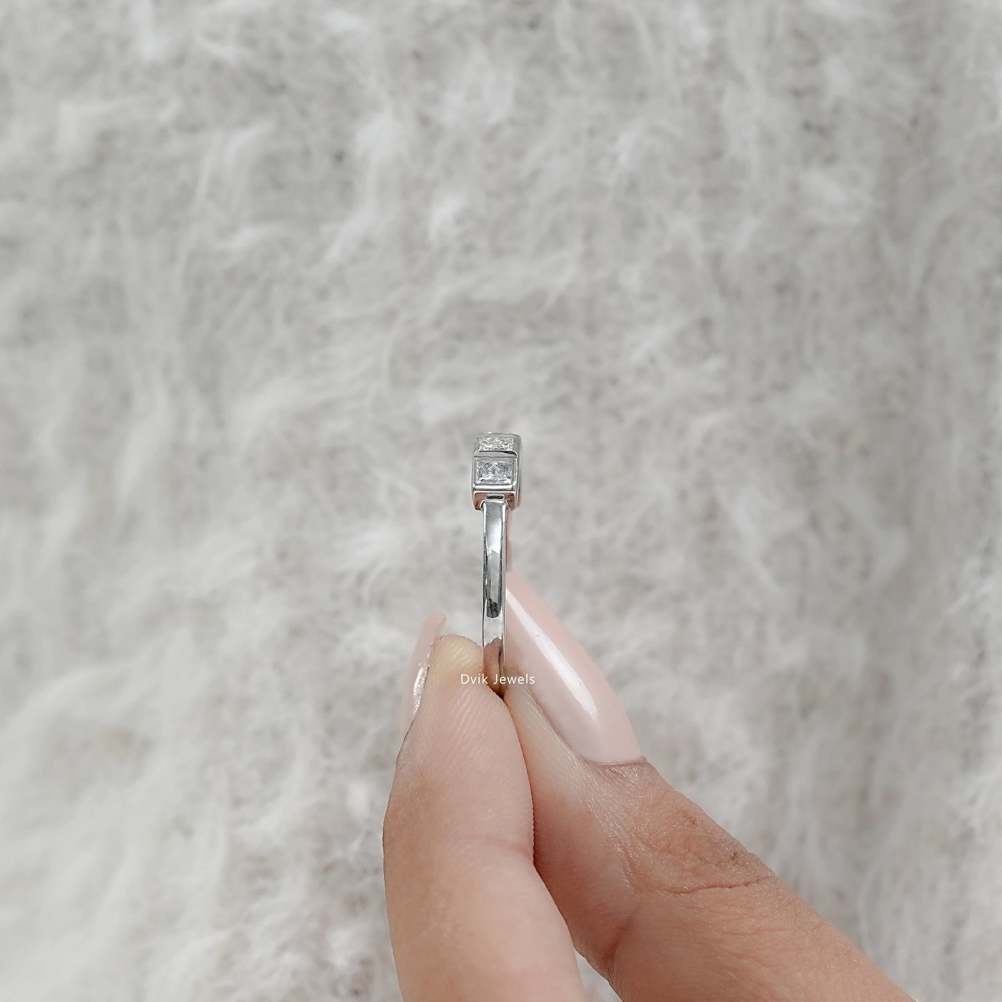 Five Stone Princess Cut Lab Diamond Ring