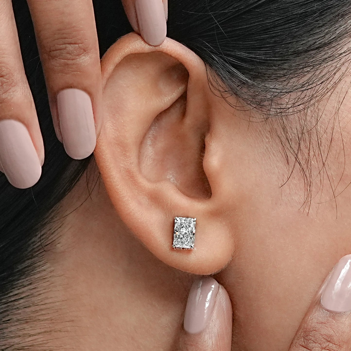 Radiant Lab Grown Diamond Stud Earring