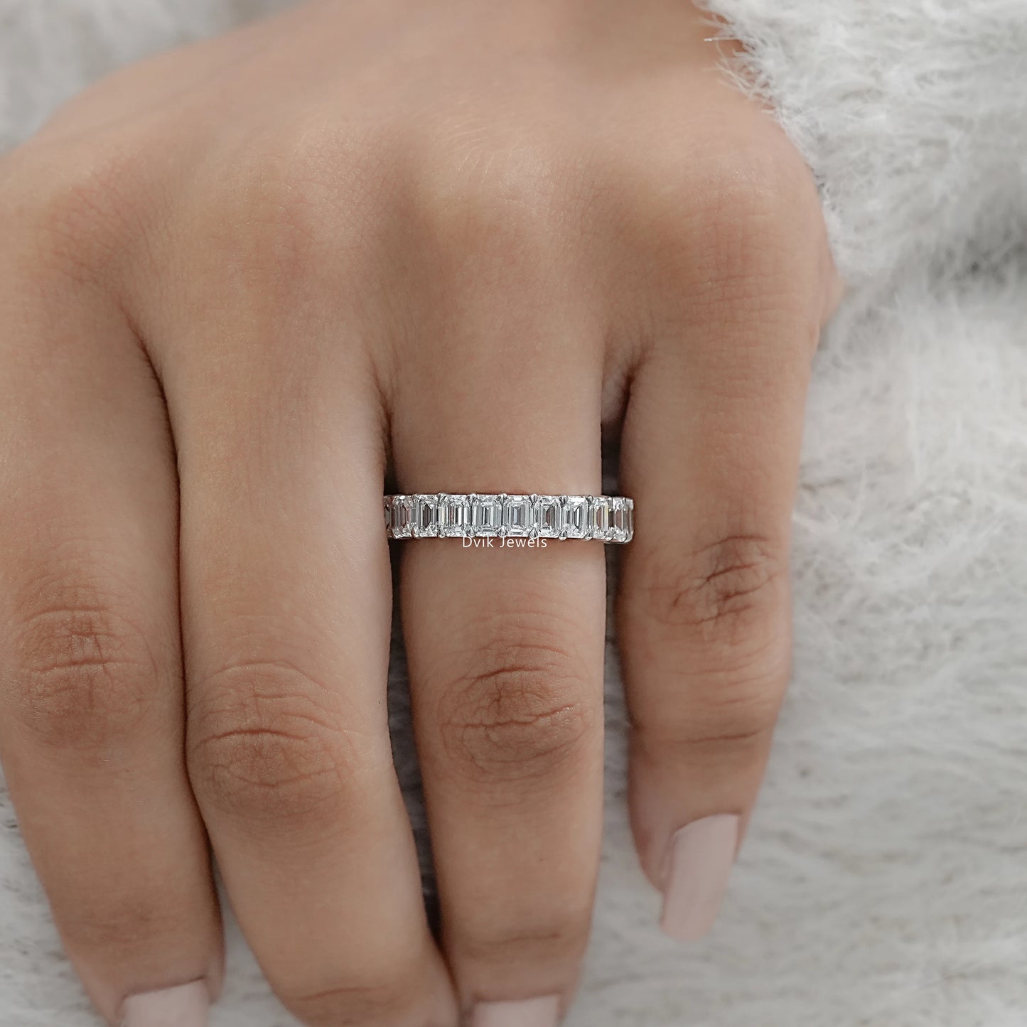 Stunning Emerald Cut Diamond Full Eternity Band