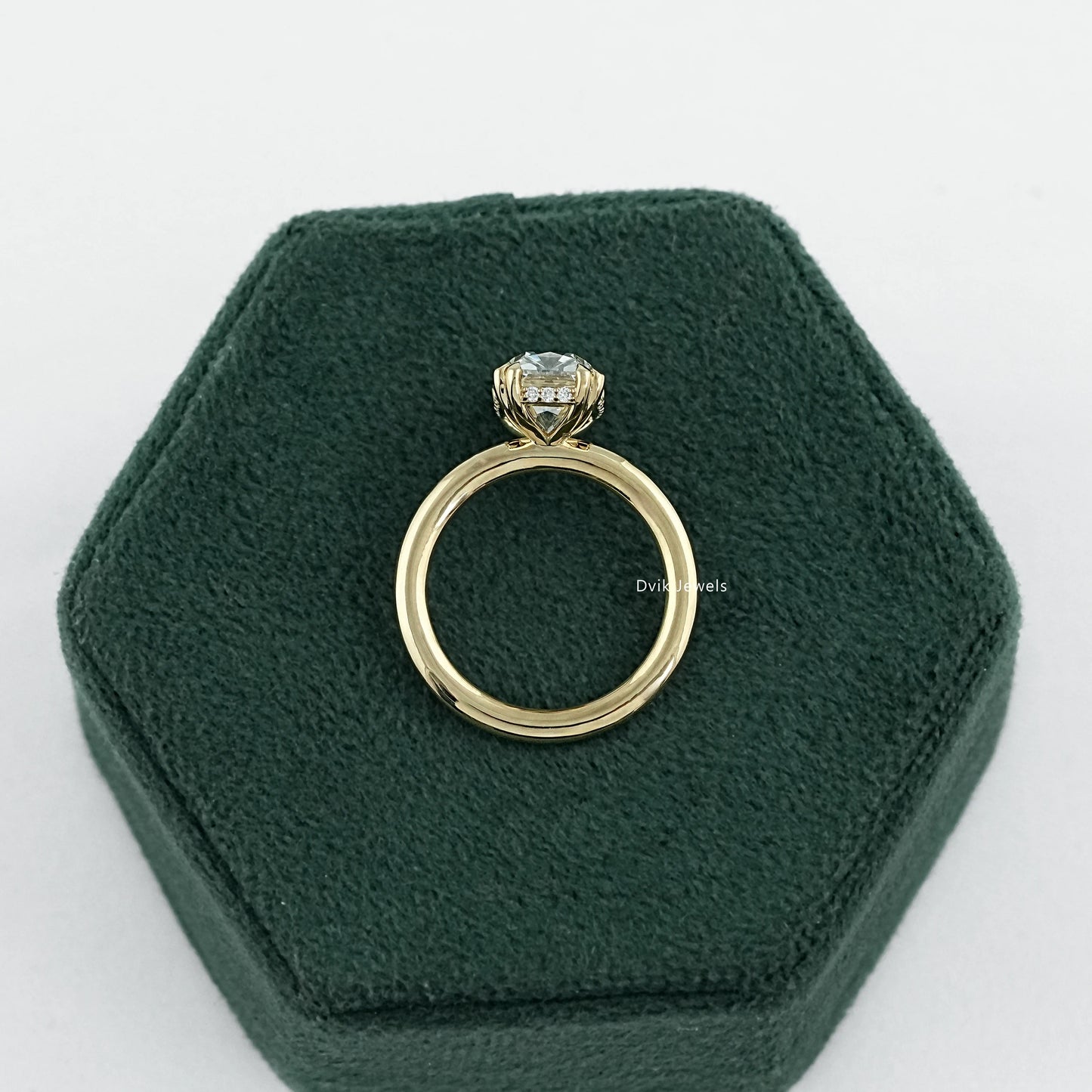 Moval Cut Lab Diamond Solitaire Accent Ring Ring
