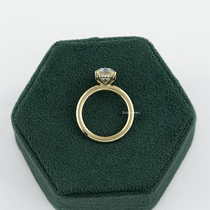 Moval Cut Lab Diamond Solitaire Accent Ring Ring