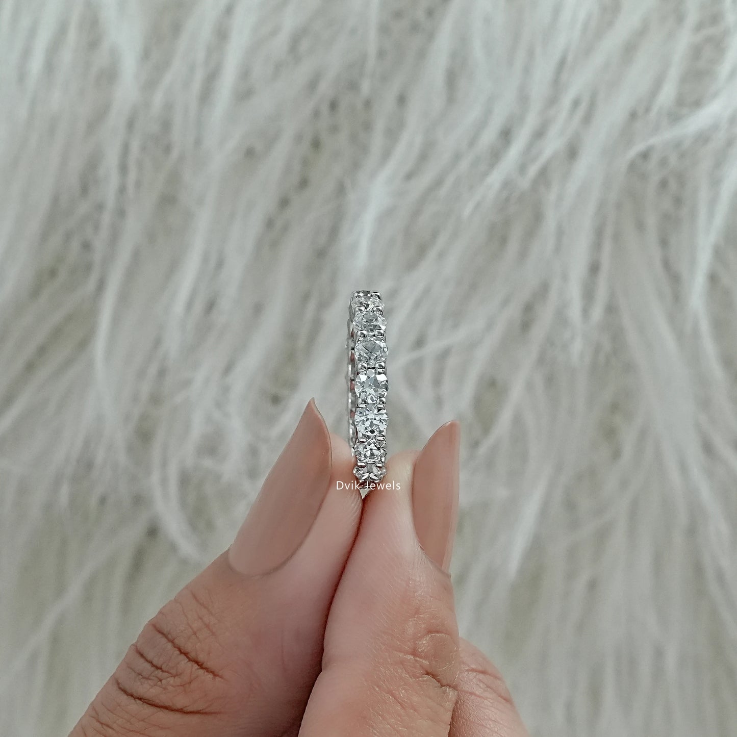 OEC Round Cut Lab Diamond Full Eternity Wedding Band Band