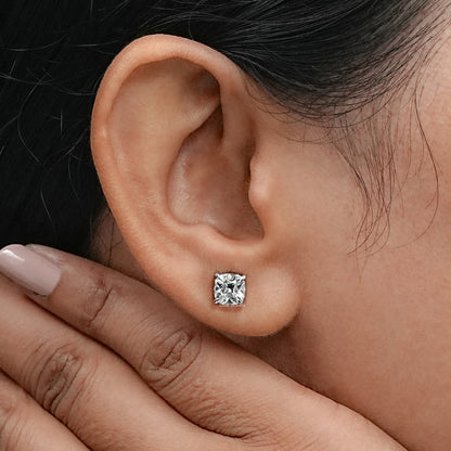 Square Old Mine Cushion Lab Diamond Stud Earring