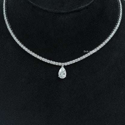 Pear and Round Cut Lab Diamond Tennis Necklace Necklace