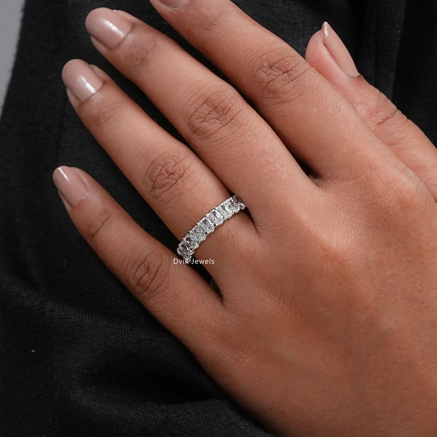 Radiant  Cut Lab  Diamond Eternity Wedding Band