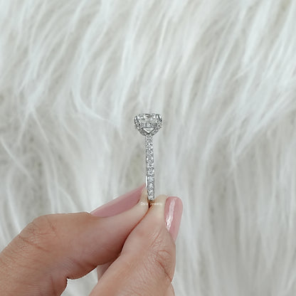 Round Cut Lab Diamond Pave Set Solitaire Ring