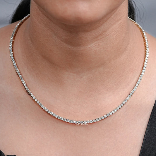 Stunning Round Lab Diamond Tennis Necklace