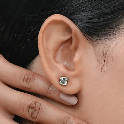 Next Day Shipping Asscher Diamond Solitaire Stud Earrings