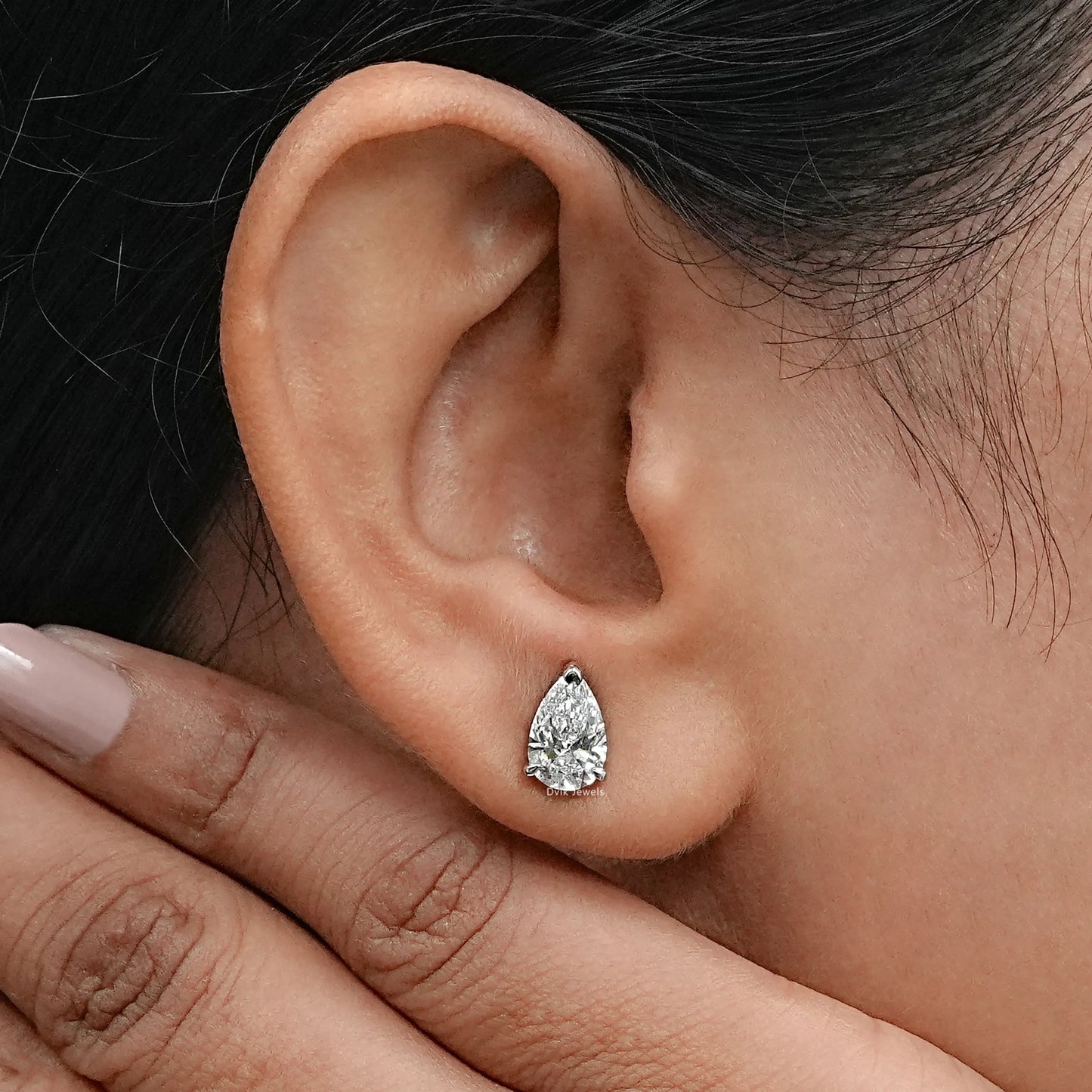 Pear Lab Grown Diamond Stud Earring