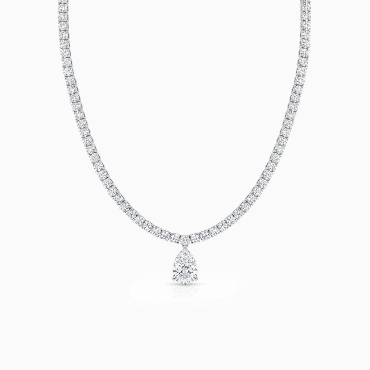 Pear and Round Cut Lab Diamond Tennis Necklace Necklace