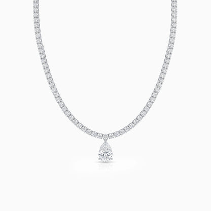 Pear and Round Cut Lab Diamond Tennis Necklace Necklace
