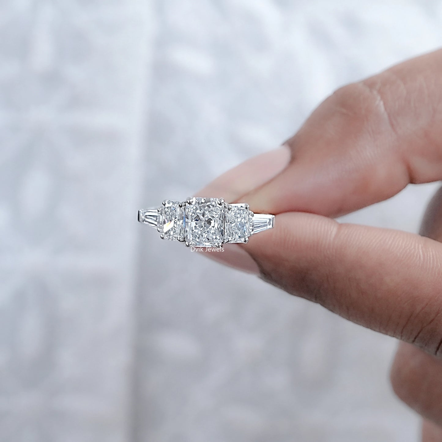 Five Stone Radiant And Baguette Diamond Ring