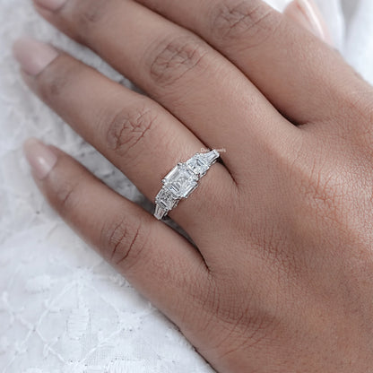 Asscher And Tapered Baguette Cut Five Stone Ring