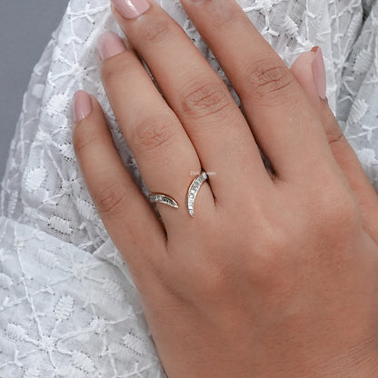 V Shaped Baguette Diamond Channel Set Open Ring