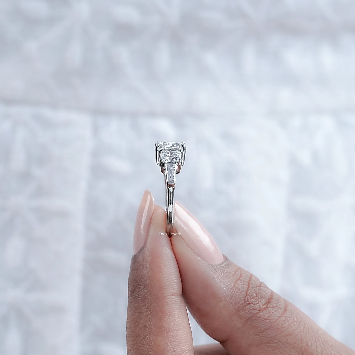 Five Stone Princess And Baguette Diamond Ring