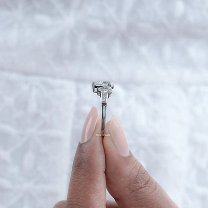 Five Stone Pear And Baguette Diamond Ring