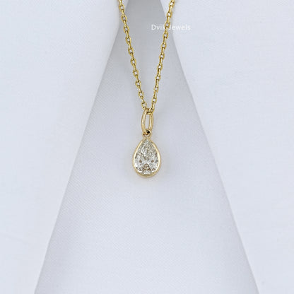 Pear Cut Lab Diamond Bezel Set Teardrop Pendant Pendant